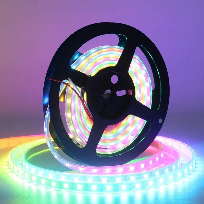 LightingWill WS2812B RGBIC LED Strip Light DC5V 10mm PCB SMD5050 Individually Addressable 30 60 96 LEDs/m IP00 IP65 IP67 Flowing Multicolor LED Strip for Party Decoration DIY Lighting 5M 50M
