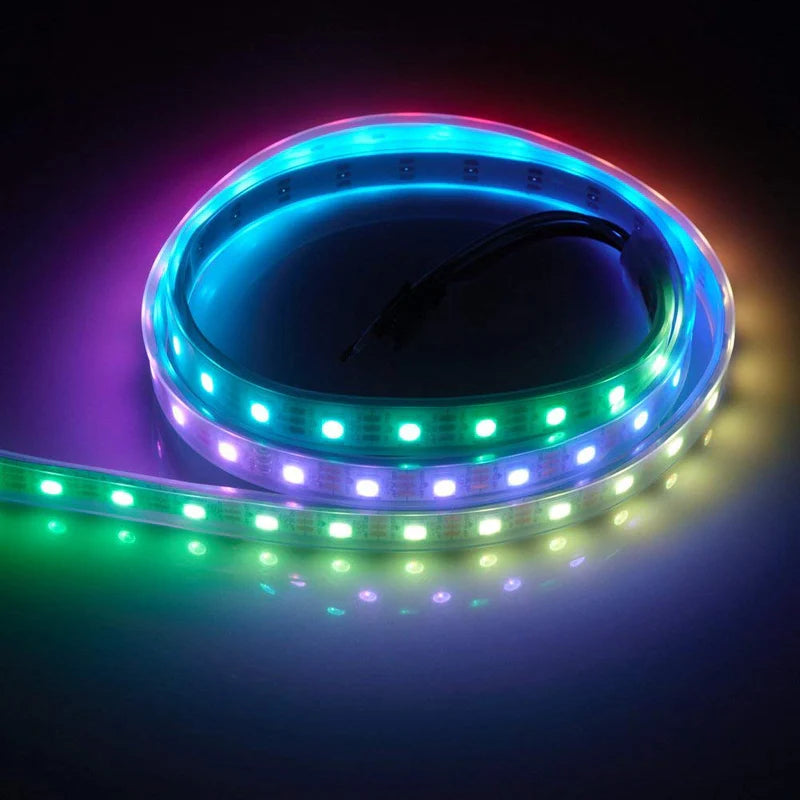 LightingWill WS2812B RGBIC LED Strip Light DC5V 10mm PCB SMD5050 Individually Addressable 30 60 96 LEDs/m IP00 IP65 IP67 Flowing Multicolor LED Strip for Party Decoration DIY Lighting 5M 50M