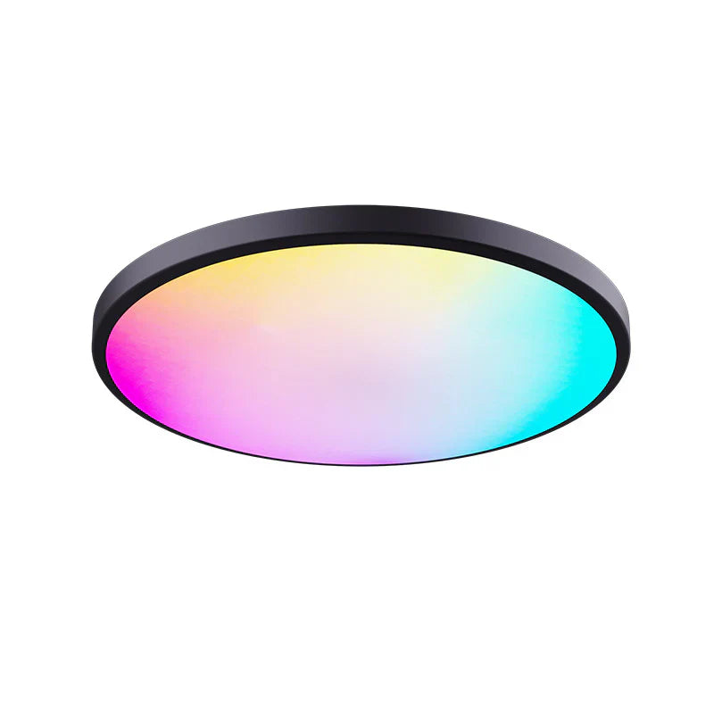 12 Inch 24W White / Black Smart RGBCW Round Slim LED Ceiling Lights – AC 220–240V | RGB Color Changing, 2700K–6500K Adjustable with Dimmable Brightness | Compatible with Alexa/Google Home/APP Control WiFi Light for Bedroom/Kids Room/Party – 2-Pack