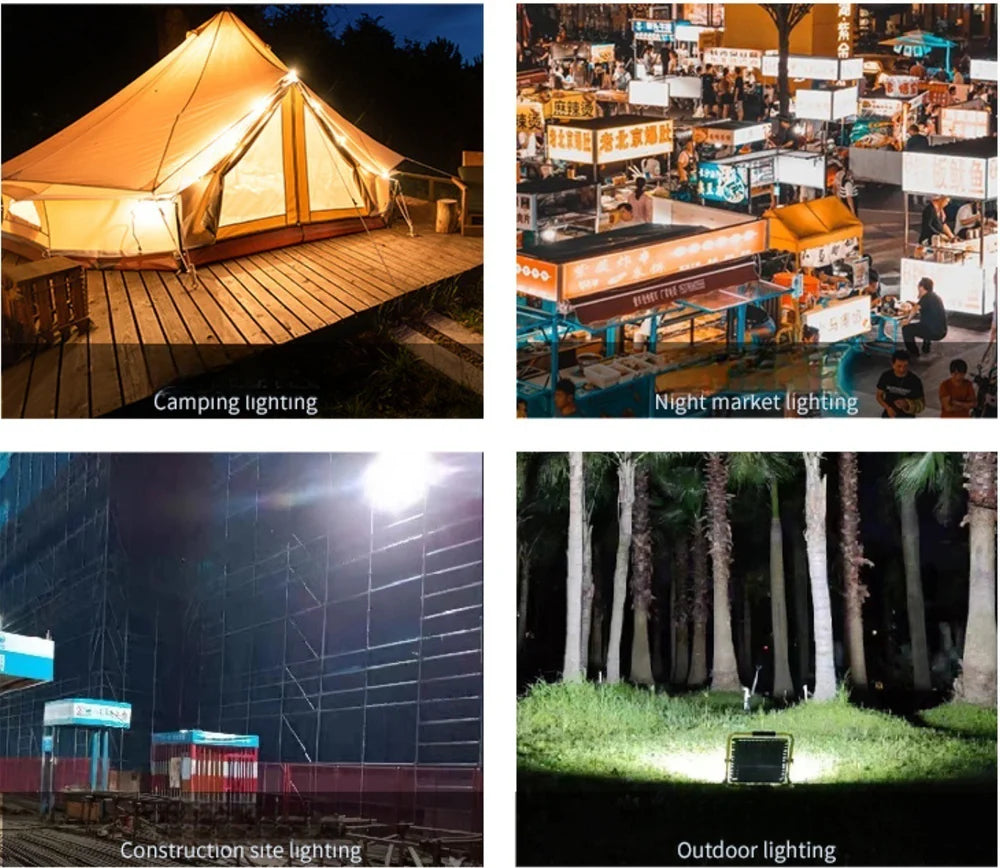 LightingWill FL-R Series Rechargeable LED Flood Light 100W-400W Portable Work Light IP65 Cool White Lithium Battery Remote Control Camping Emergency Yellow Frame 2/10-Pack