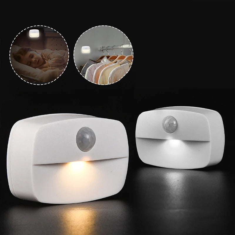 LightingWill PIR Motion Sensor LED Night Light Battery Operated Stick On Under Cabinet Light Warm White Daylight White for Stairway Kitchen Hallway 4 Pack 10 Pack