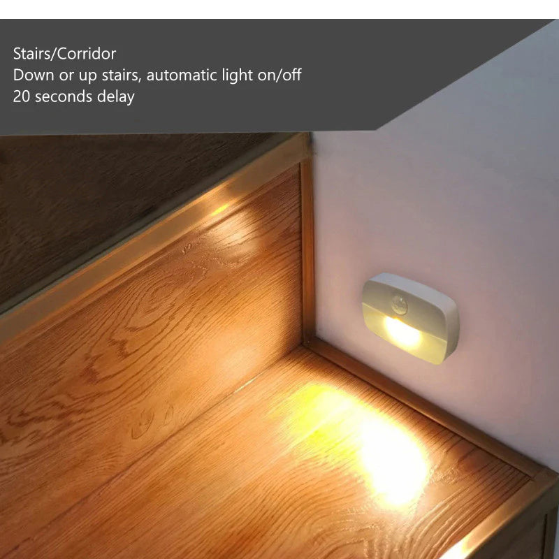 LightingWill PIR Motion Sensor LED Night Light Battery Operated Stick On Under Cabinet Light Warm White Daylight White for Stairway Kitchen Hallway 4 Pack 10 Pack