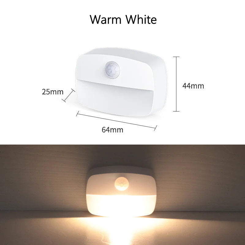 LightingWill PIR Motion Sensor LED Night Light Battery Operated Stick On Under Cabinet Light Warm White Daylight White for Stairway Kitchen Hallway 4 Pack 10 Pack