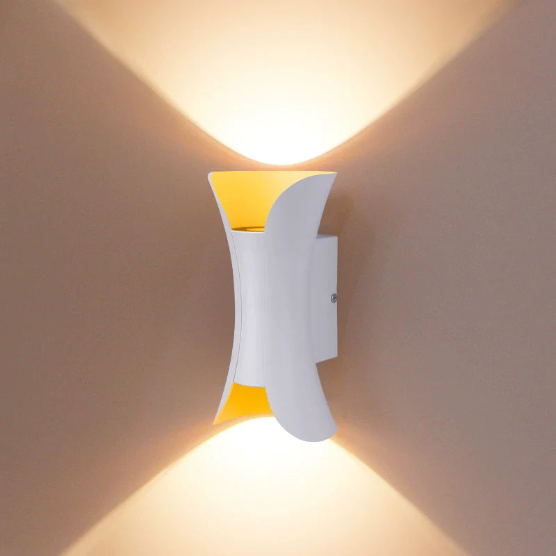 LightingWill LED Wall Light 6W 10W 20W 30W Outdoor Waterproof Wall Sconce 3000K 6500K Black White Gold Up Down Wall Light IP65 Aluminum Porch Garden Balcony Indoor 2 Pack