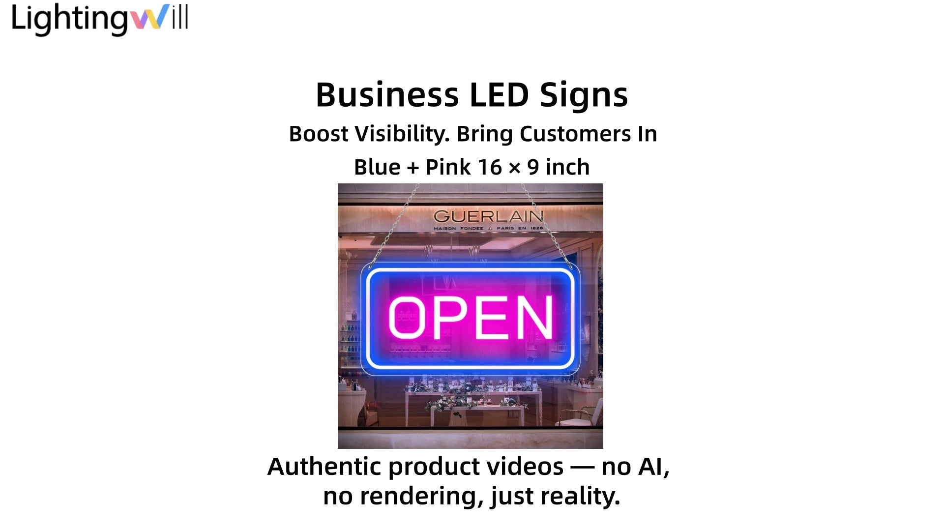 OPEN LED Neon Sign Video Demo – Blue &amp; Pink Glow Storefront Sign with Plug &amp; Play Setup | LightingWill
