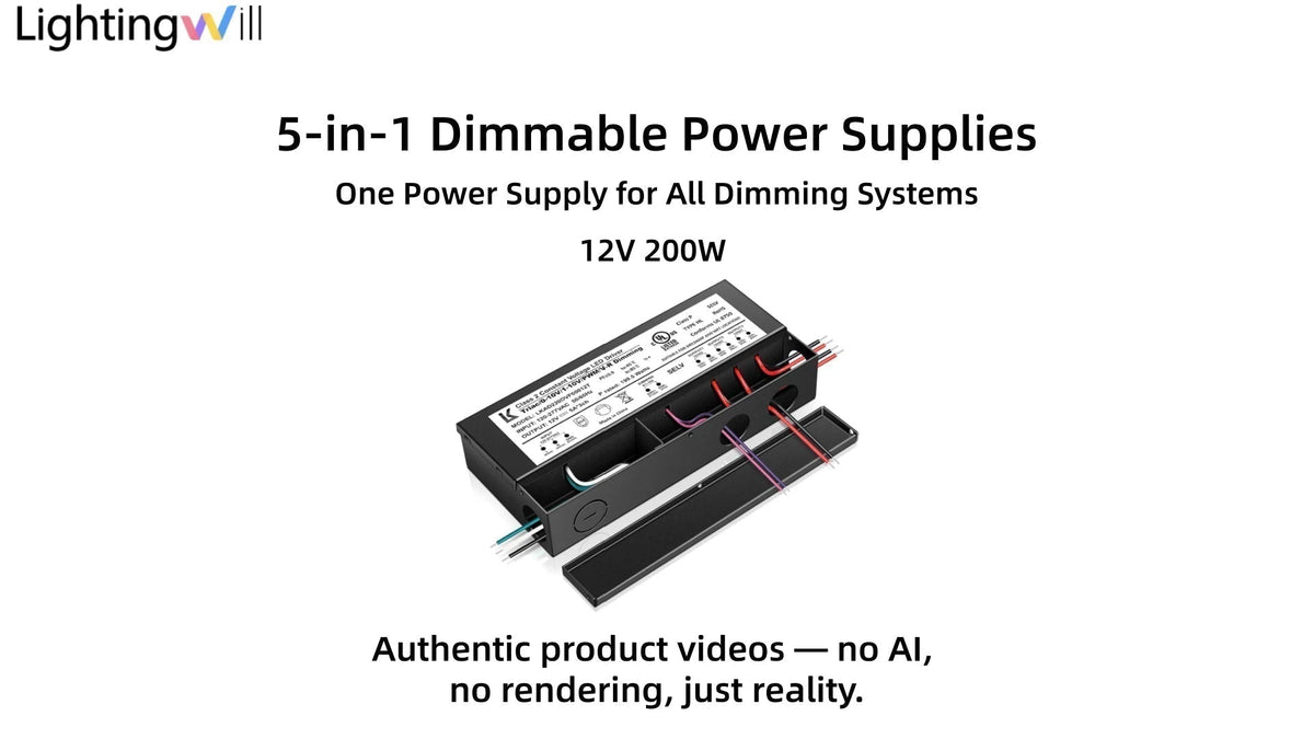 12V DC 5-in-1 Dimmable LED Power Supply Demo | 200W Waterproof LED Driver | LightingWill