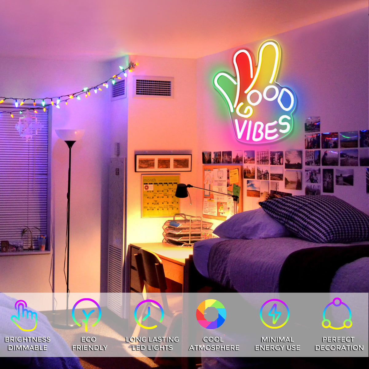 LightingWill Good Vibes “Okay” Neon Sign – Dimmable USB LED Light for Wall Decor, Game Room, Bar, Party – Durable, Safe & Energy-Saving