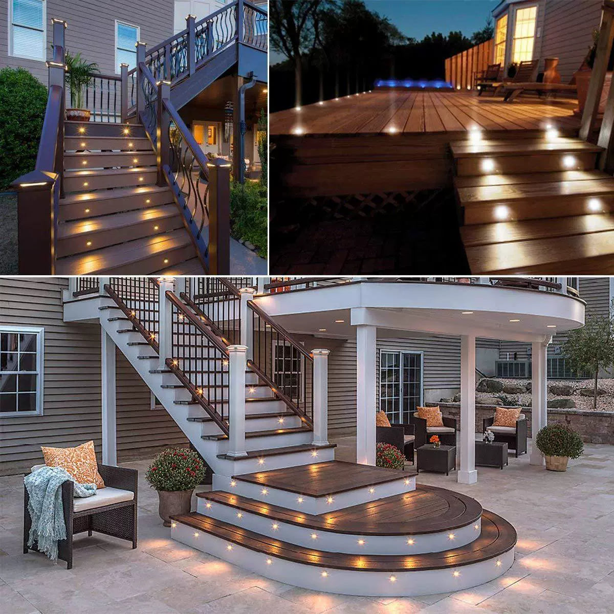 10-Pack Recessed LED Deck Lights – 0.6W Each | Warm White / Natural White | AC100–265V Input with Power Adapter | US / EU / UK / AU Plug Options | IP67 Waterproof Inground Step Lights Kit for Deck, Garden, Yard, Stairs & Pathway Lighting