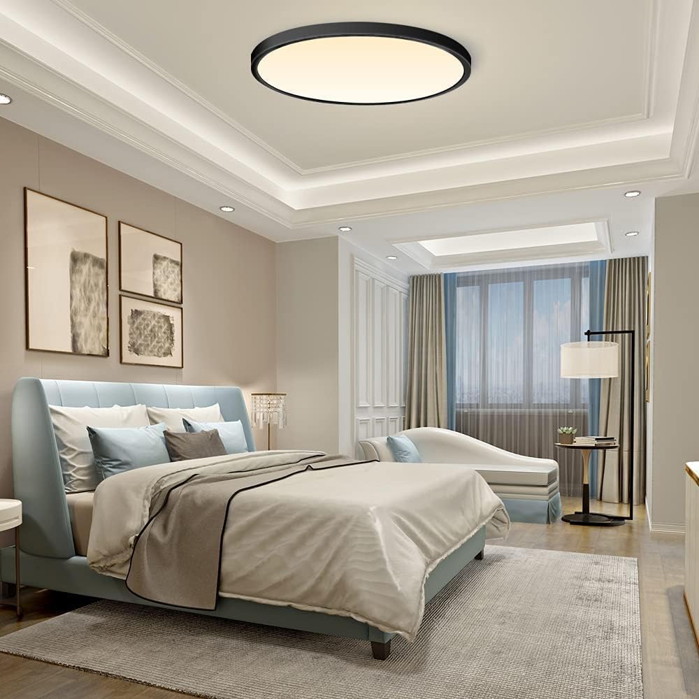 12 Inch 24W White / Black Round Ceiling Light – AC  220–240V | 3000K / 4500K / 5000K / 6500K | Flush Mount Ceiling Light for Modern Home Lighting | 1-Pack – Local Stock (UK)