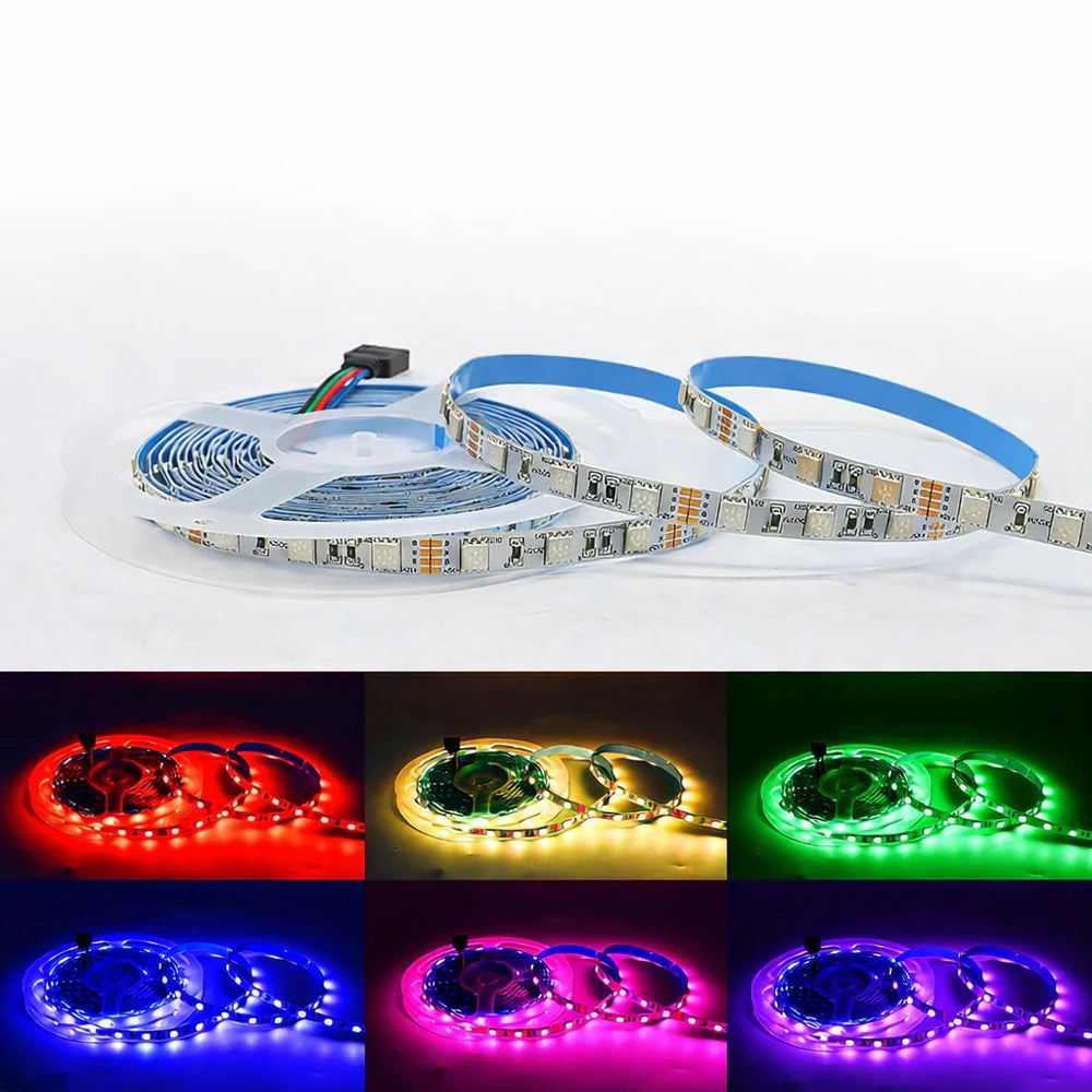 LightingWill 8MM Wide SMD5050 RGB LED Strip Light - DC12V | 60 LEDs/M | 8mm PCB | Non-Waterproof | 5/50M | for Mirror, Kitchen Cabinet, Bedroom