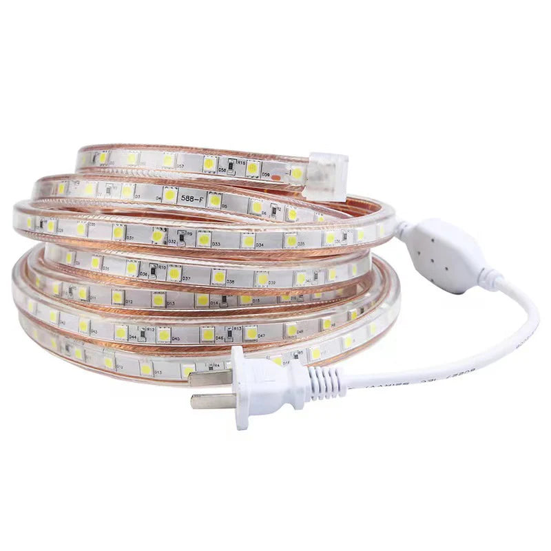 LightingWill SMD5050 60LEDs/m High Voltage LED Neon Strip Light AC110V/220V, 3000K/4000K/6000K/Red/Green/Blue/Pink Waterproof Flexible Rope Light with Power Plug for Indoor and Outdoor Decoration, 10/50M