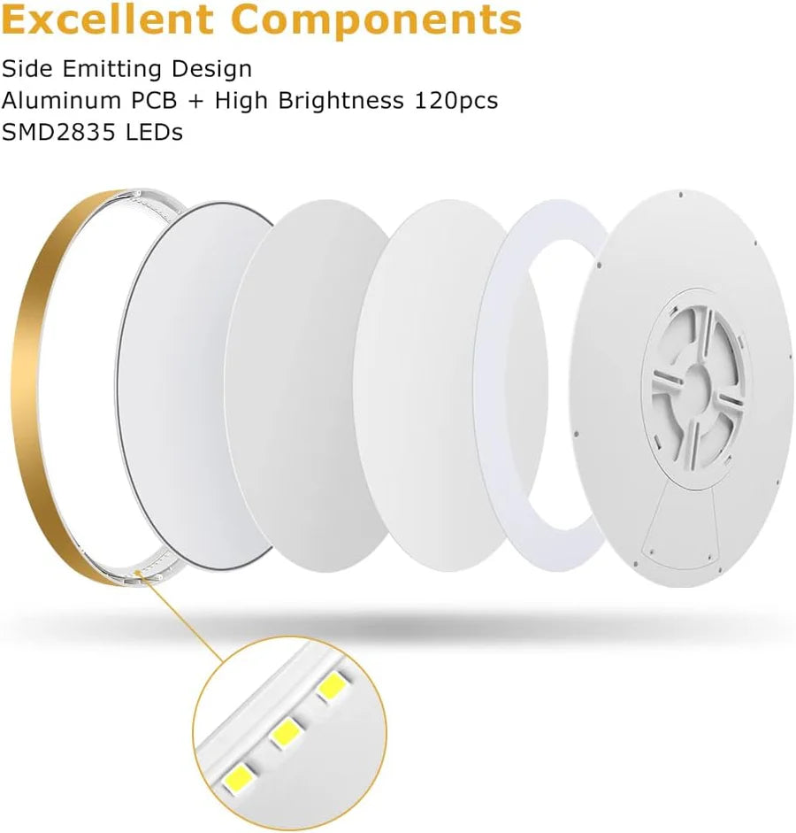 9 Inch 18W White / Gold  Round Ceiling Light – AC 110–130V | 3000K / 4500K / 5000K / 6500K | Flush Mount Ceiling Light for Modern Home Lighting | 1-Pack – Local Stock (US)