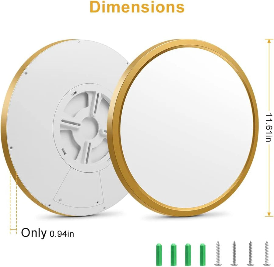 9 Inch 18W White / Gold  Round Ceiling Light – AC 110–130V | 3000K / 4500K / 5000K / 6500K | Flush Mount Ceiling Light for Modern Home Lighting | 1-Pack – Local Stock (US)