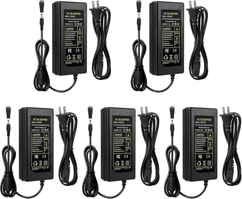 Desktop Power Supply Adapter DC 12V 36W–120W, AC 100–240V Input Switching Transformer Charger with US/UK Plug for LED Strip Lights, CCTV, Pumps, Electronics