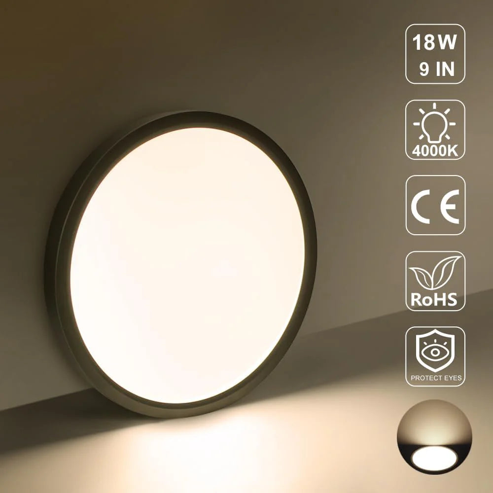 AC 220–240V Round Black LED Ceiling Light, 12W / 18W / 24W / 32W Options 3000K / 4500K / 5000K / 6500K Flush Mount Ceiling Light Local Stock (UK/DE)