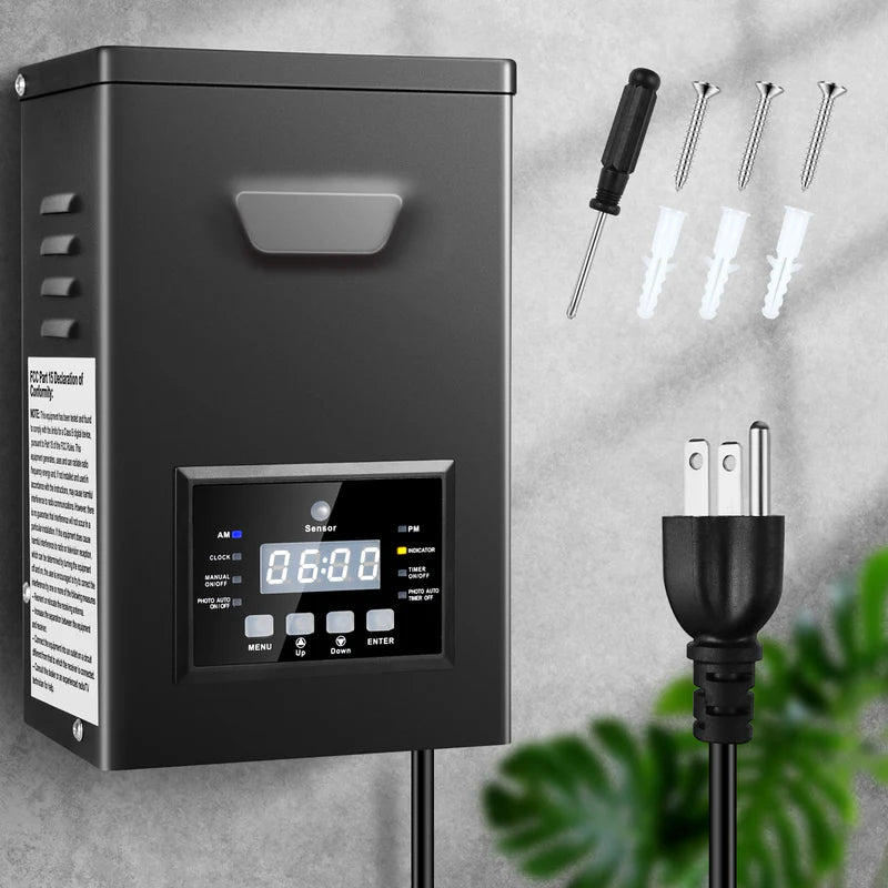 Low Voltage Landscape Lighting Transformer 200W / 250W – Outdoor Weatherproof 120V AC to 12V/15V AC Power Supply with Timer and Photocell for Garden, Yard and Pathway Lights