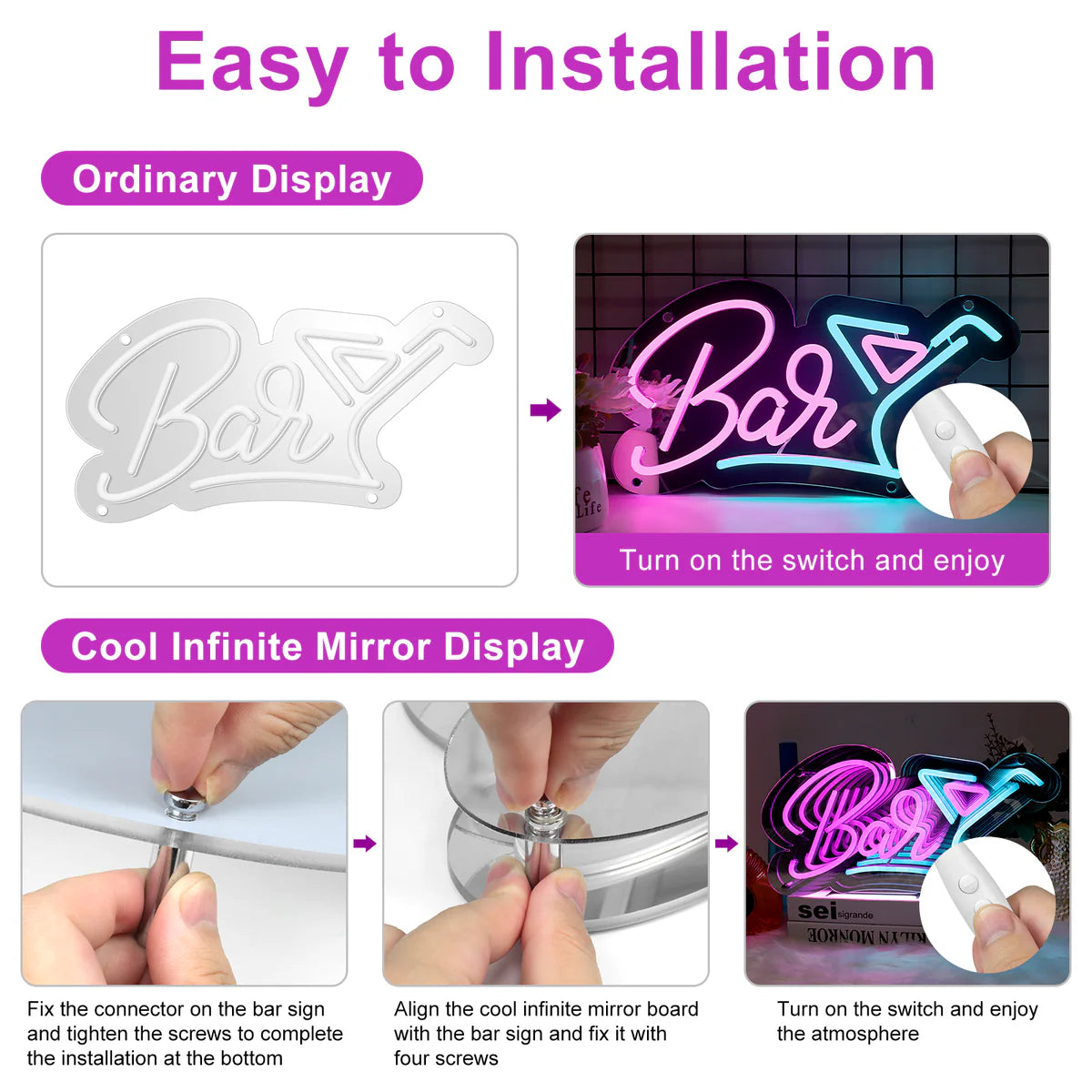 Bar LED Sign – Multi-Color Glow | 15 × 9.2 inch | USB Powered | Hanging | Ideal for Bar, Pub, Lounge, Nightclub, Party Mood Lighting