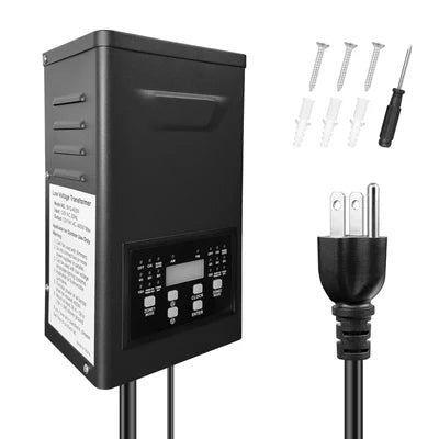 400W Landscape Lighting Transformers – 120V to 12V/14V AC, Dual Zone, Timer & External Photocell, Power Supply for Landscape Lighting Systems