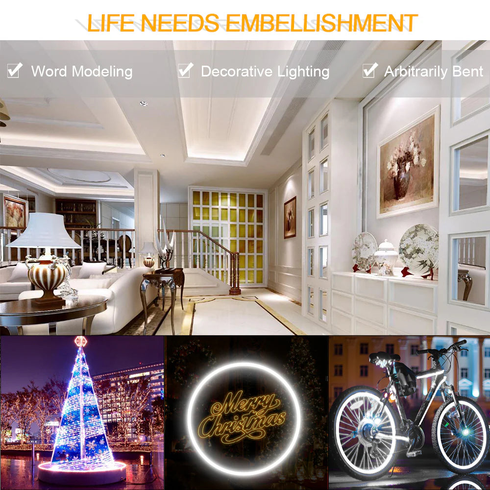 S0606 Neon Light Housing – 6x6mm | Silicone LED Channel System | 3mm PCB Width | IP67 Waterproof | 16.4FT/5M*1/16.4FT/5M*5 | Local Stock US/UK/DE