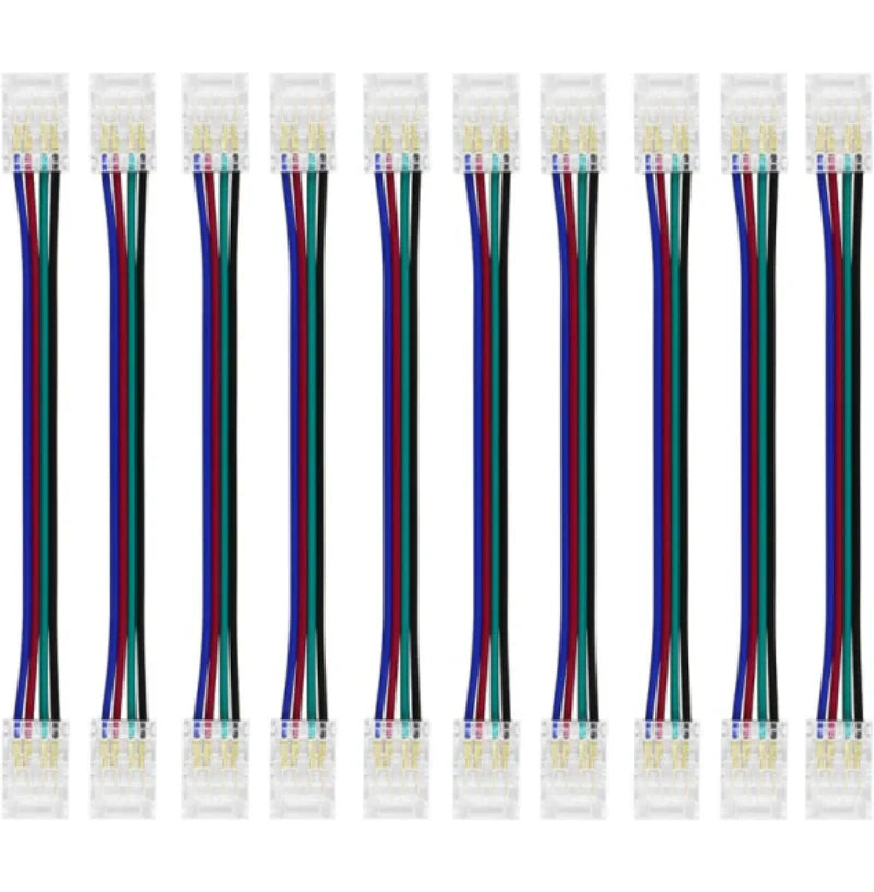 LightingWill LED Strip Connector 10mm 4Pin Transparent Solderless Clips, LED Light Strip Connector Strip to Wire Strip to Strip Female Plug Connector for RGB Strip, Bulk 500pcs MOQ Factory Direct