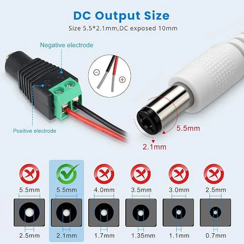 DC 12V Plug-in LED Adapter with On/Off Switch, 36W, US Plug, White Housing, 100–240V AC Input - Power Supply for LED Strip Lights, Decorative Lighting and Home Projects