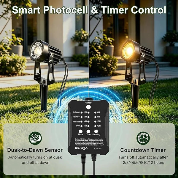 LightingWill All-in-One Low Voltage Landscape Lighting Kit - Smart Transformer | 6 Pack Landscape Lights | 3000K Warm White | IP65 Waterproof | Outdoor Lights for Yard Garden Pathway
