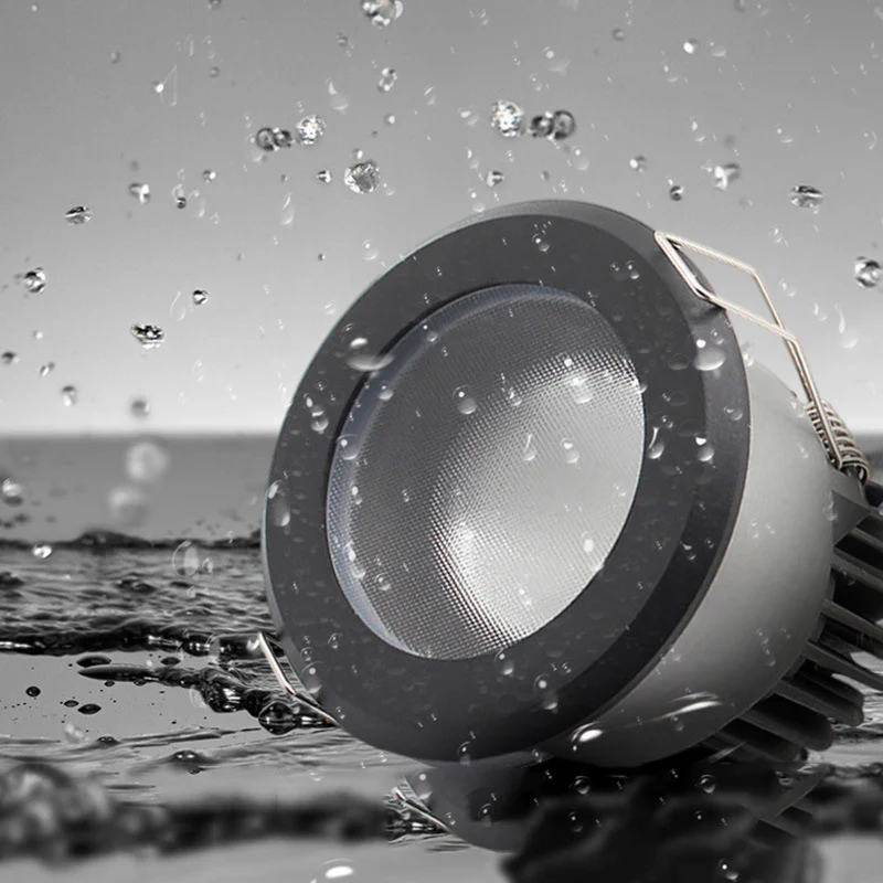 FX Waterproof Downlight – FX-1 Series IP65 LED Recessed Light | 7W / 12W / 15W | CRI 80+ | AC100–240V | Vapor-Proof Ceiling Fixture for Bathroom, Sauna & Outdoor Use | Black Trim | 1 / 4 / 10 Pack | Non-Dimmable