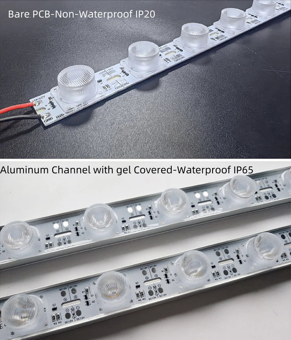 LightingWill 0.5M DC12V High Brightness Rigid LED Strip Light – 22W | SMD3030 18LEDs/M | 25mm PCB | Warm White / Natural White / Daylight White / Cool White | IP00 / IP65 | for Side-Emitting Light Box | 10 / 50PCS