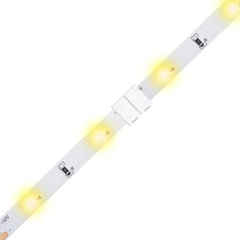 LightingWill 10pcs Pack Strip to Strip Unwired Gapless Solderless Snap Down 2Pin Conductor LED Strip Connector for 8mm Wide 3528 2835 Single Color Flex LED Strips