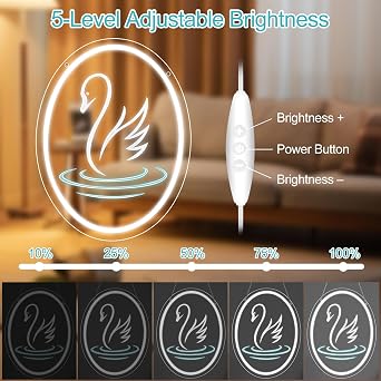 LED Neon Signs – Swan Silicone Neon Sign – 15.7×11.8 Inch | 5V USB Powered Dimmable White Glow LED Wall Light | Engraved Design Neon Lamp with Accessories Included | Hanging Decor for Bedroom, Vanity Room, Home & Party Spaces