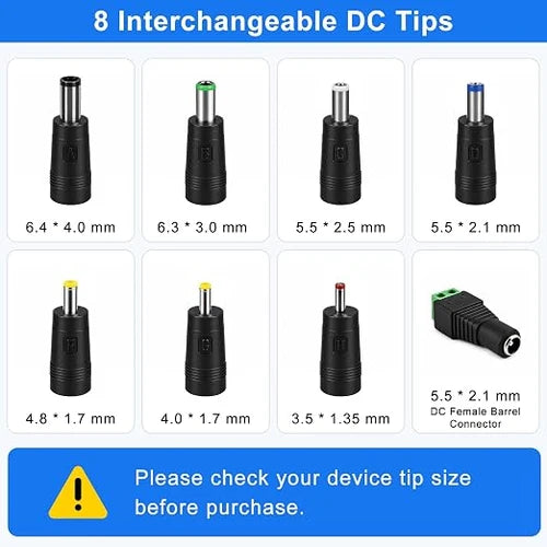 12V 24W Plug-in LED Adapter - AC 100-240V Input, Black Housing with US Plug for LED Strip Lights, Cabinet Lighting and Home DIY Projects
