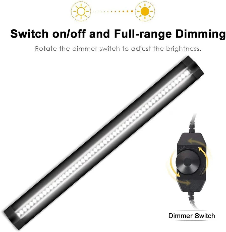 LightingWill 12V 5W 13 Inch Under Cabinet Light 1/2/3 Pack, Knob Dimmer LED Cabinet Light, Warm / Natural White, Adhesive Mount Slim Design for Kitchen and Closet, Black Finish
