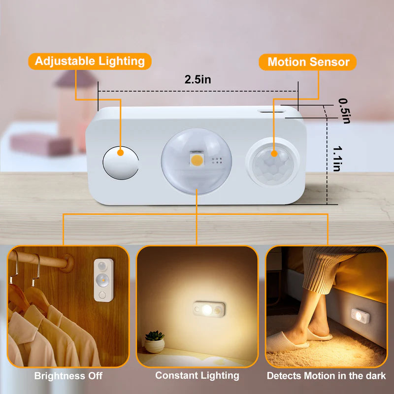 LightingWill Rechargeable LED Puck Closet Light 4/6/8 Pack, Motion Sensor Tap Switch Dimmable Cabinet Light, Warm / Daylight White, Black / White Finish, Easy Mounting for Closets and Cabinets