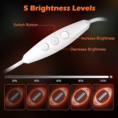 LED Neon Signs – Rugby Ball Silicone Neon Sign – 16×10 Inch | USB Neon Light Orange & White Glow LED Wall Light | Neon Lamp with Accessories Included | Hanging Sports Decor for Bedroom, Game Room, Bar & Party Spaces