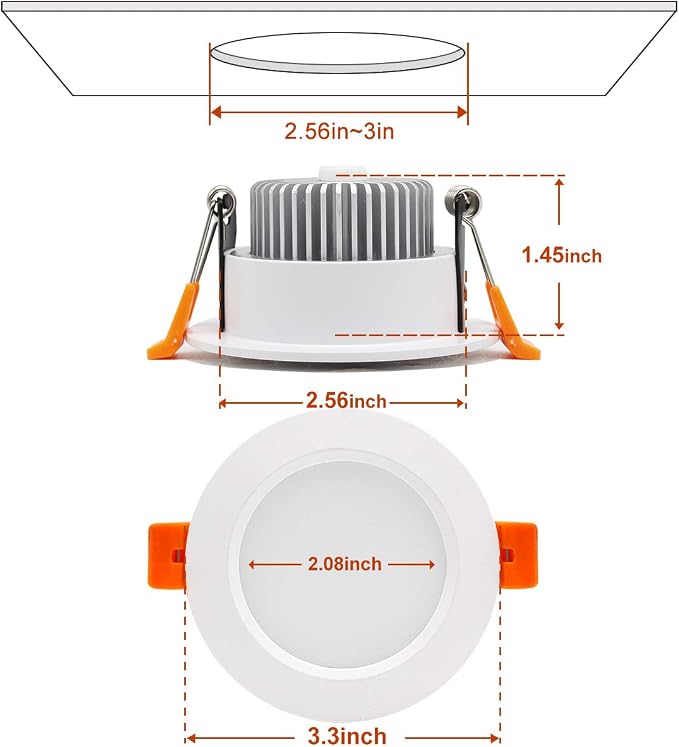 3W/5W/7W/9W Recessed LED Downlight White Housing, TRIAC Dimmable, 2700K–6000K, 100–130V / 200–240V, 4/8/10/12/20/32 Pack for Bedroom & Living Room