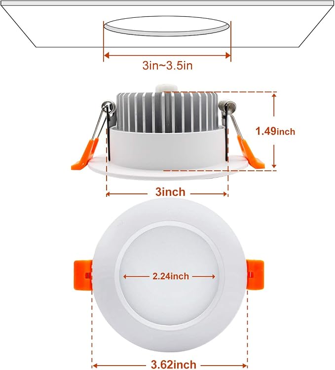 3W/5W/7W/9W Recessed LED Downlight White Housing, TRIAC Dimmable, 2700K–6000K, 100–130V / 200–240V, 4/8/10/12/20/32 Pack for Bedroom & Living Room