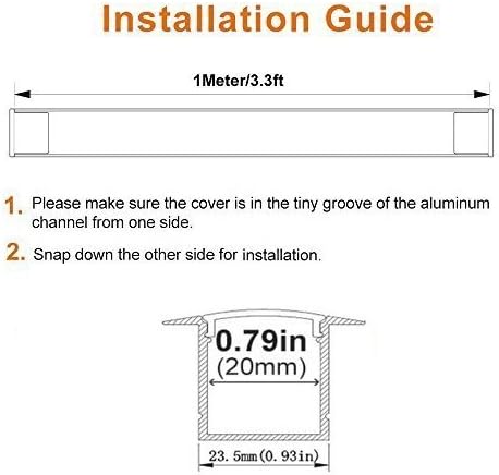 LightingWill LED Aluminum Channel with Clear Cover, LightingWill 10 Pack 3.3Ft/1M U Shape Flush Mount (Section Size:0.95" x 1.42") Anodized Silver Channel System for <20mm LED Strip Lights with Caps+Clips U05