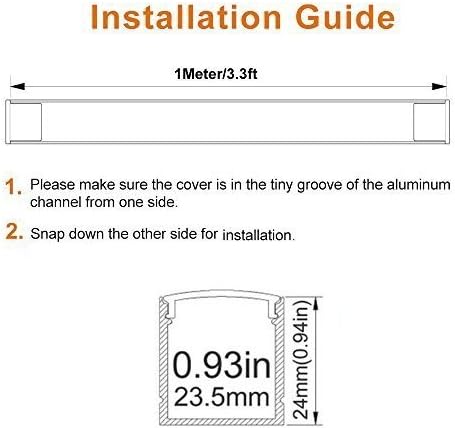 LightingWill Spotless U Shape LED Aluminum Channel 6.6ft/2M 25 Pack(164ft/50M) 24x24mm Silver Track Internal Width 20mm with Cover End Caps Mounting Clips for Cabinet Kitchen LED Strip Light -U06S2M25