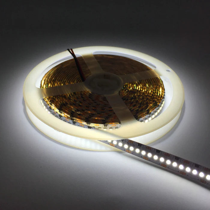 High Density SMD2835 LED Strip Light, 5m Roll | 12V DC | 240 LEDs/m | 18W/m | White 3000K / 4000K / 6000K | 10mm PCB | IP00 / IP67 Options