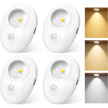 LightingWill Rechargeable Pebble LED Closet Light 4/6 Pack 1 LED, 3 Color Modes 3000K / 4000K / 6000K Motion Sensor Dimmable Cabinet Light, Tap Switch, White Finish, Magnetic Mounting