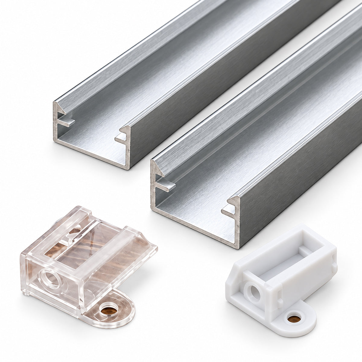 Silver 506-B 19 × 8.5mm LED Aluminum Channel, 12mm Inner Width, with Milky White Cover & Installation Accessories