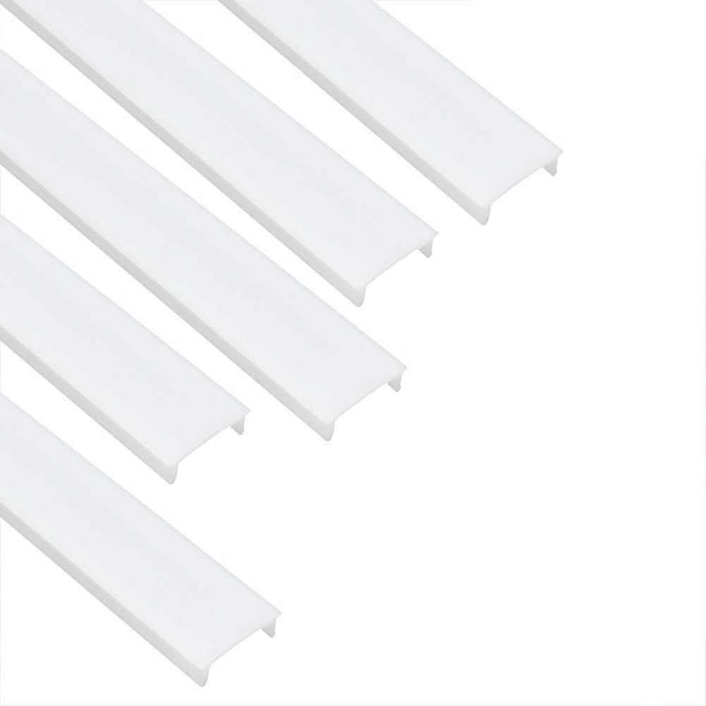 LightingWill LED Aluminum Channel Milk White Cover for V01 Style 1M/3.3ft 5 Pack