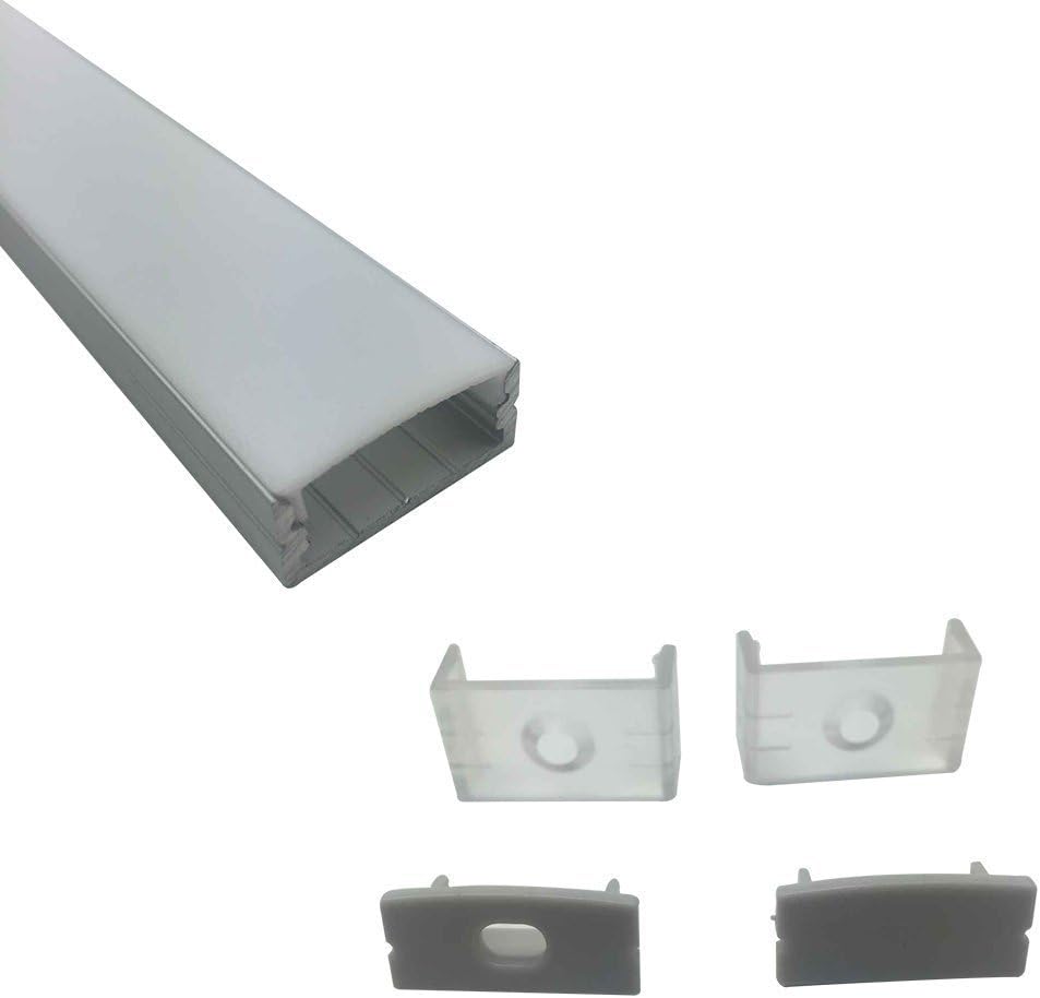 LightingWill 25-Pack U-Shape LED Aluminum Profile System Kit 6.56ft/2M Anodized Sliver for <20mm Width SMD3528 5050 LED Strips Installation with Oyster White Cover, End Caps and Mounting Clips U04S25