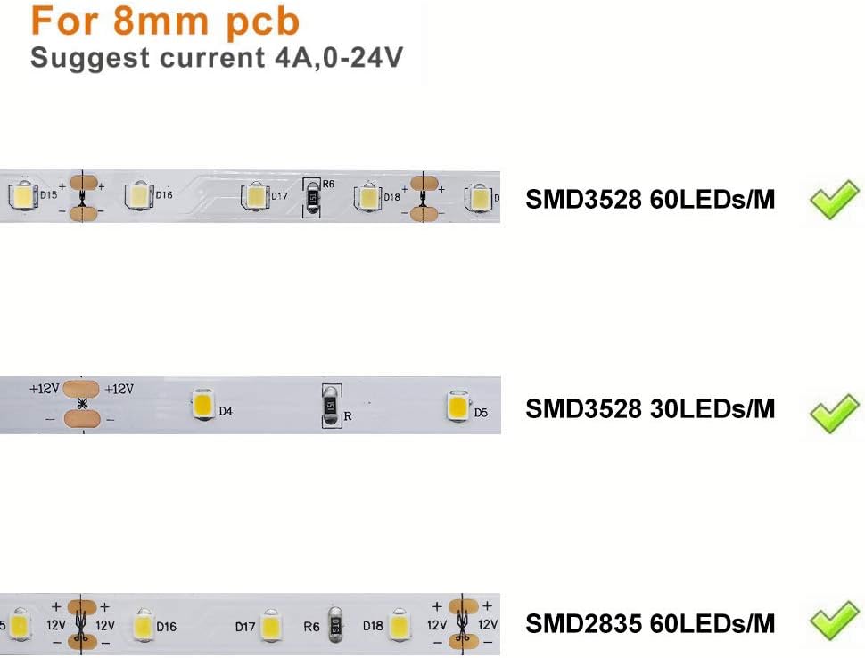 LightingWill 10pcs Pack Strip Wire Solderless Snap Down 2Pin Conductor LED Strip Connector for 8mm Wide 3528 2835 Single Color Flex LED Strips