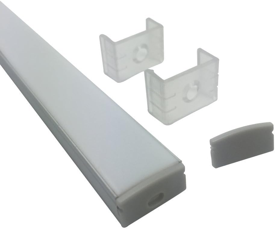 LightingWill 6.6ft/2M 25 Pack(164ft/50M) 9x17mm Silver U Shape LED Aluminum Channel Set Internal width 12mm with White Cover, End Caps and Mounting Clips for LED Strip Light Installations-U02S2M25