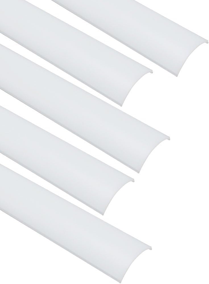 LightingWill LED Aluminum Channel Milk White Cover for V01 Style 1M/3.3ft 5 Pack