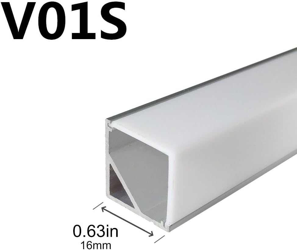 LightingWill 10-Pack V-Shape LED Aluminum Channel 6.6ft/2M Anodized Silver Corner Mount Extrusion for <12mm Width SMD3528 5050 LED Strips with Vertical Cover, End Caps and Mounting Clips V01S2M20