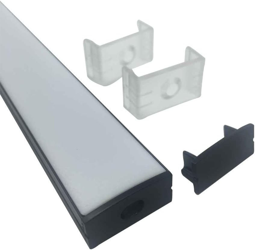 LightingWill 5-Pack U-Shape LED Aluminum Channel System 3.28ft/1M Anodized Sliver for <20mm Width SMD3528 2835 5050 LED Strips Installation with Oyster White Cover, End Caps and Mounting Clips U04B5
