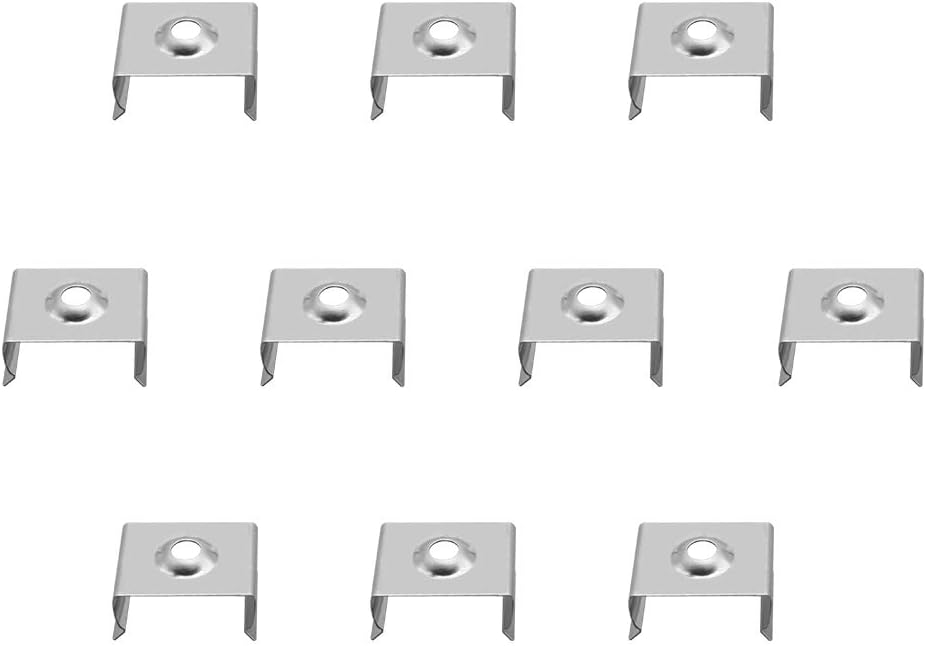 LightingWill 10pcs Metal U Mounting Clips 17mm Internal Width U-Shape LED Strip Aluminum Channel (Fit Model U01S,U01B,U02S,U02B)