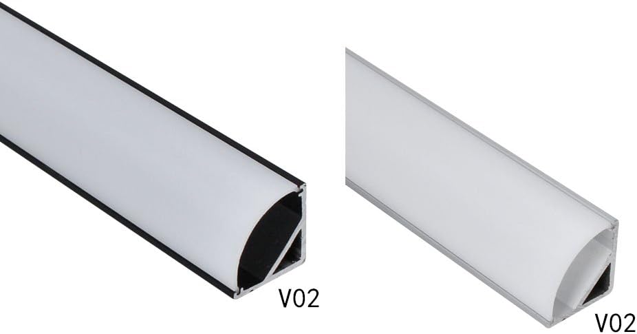 LightingWill LED Aluminum Channel Milk White Cover for V01 Style 1M/3.3ft 5 Pack